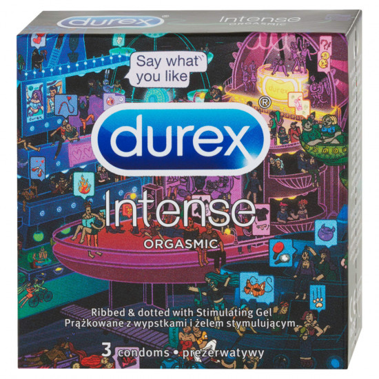 Durex Intense Orgasmic – vroubkované kondomy (3 ks)