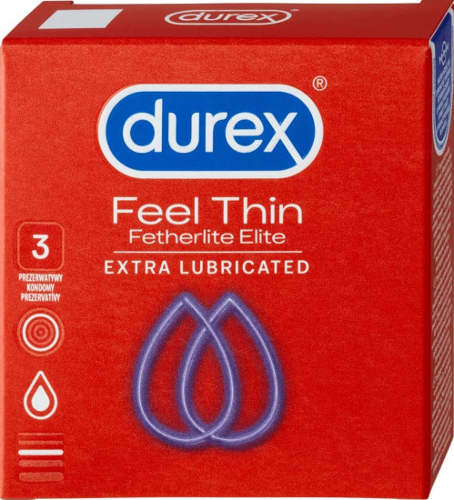 Durex Feel Thin Extra Lubricated – tenké kondomy (3ks)