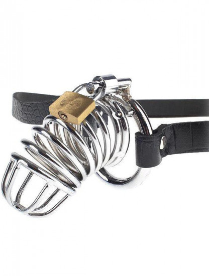 Klec na penis s popruhy Metal Chastity Belt