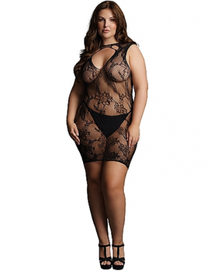 Plus size síťované šaty Black Angel