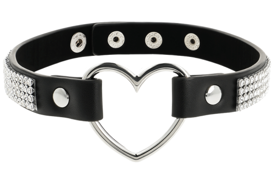 COQUETTE CHIC DESIRE - VEGAN LEATHER CHOKER WITH HEART