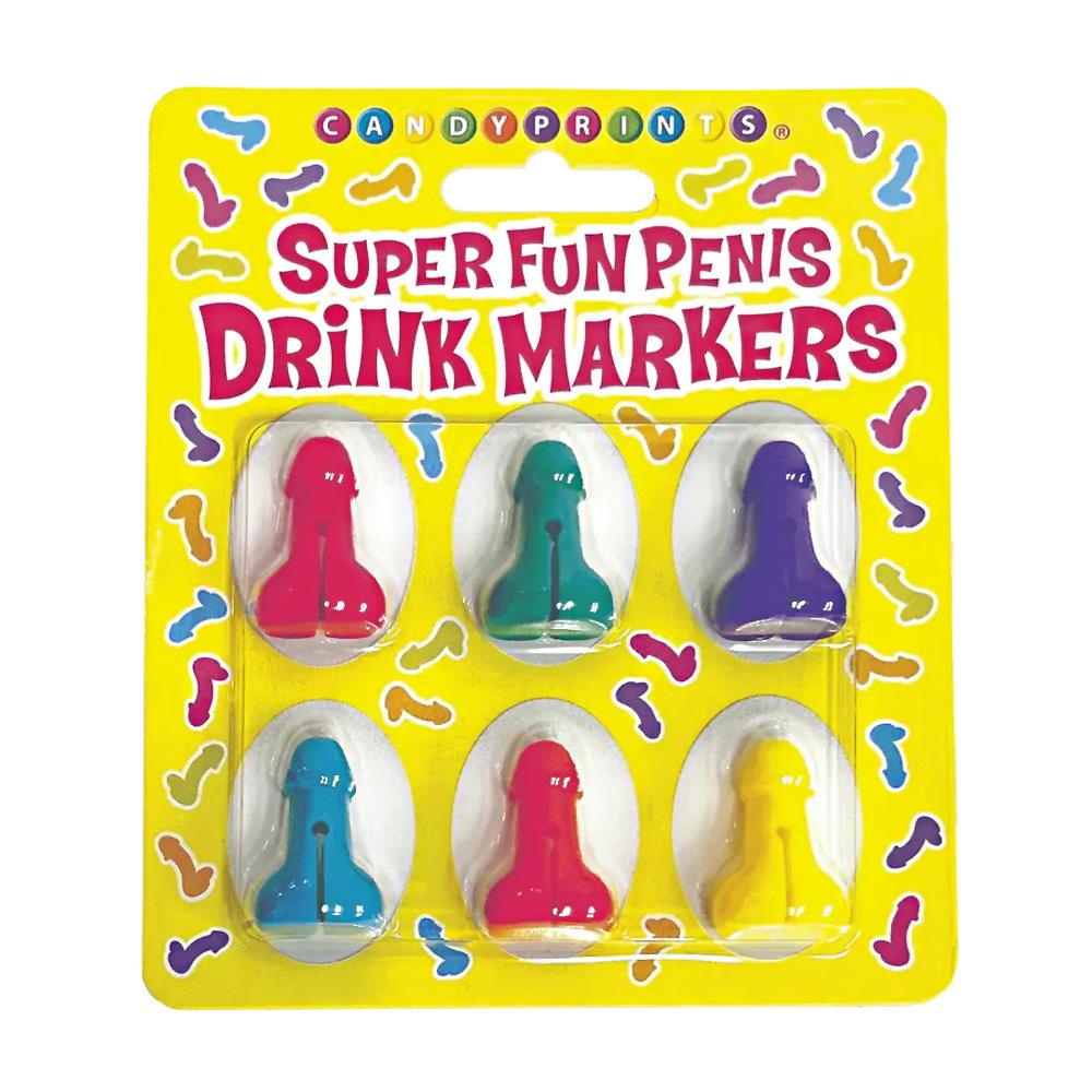 Super Fun Penis Cocktail Markers 6 ks Little Genie Productions