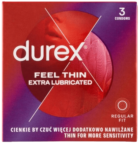 Durex Feel Thin Extra Lubricated – tenké kondomy (3ks)