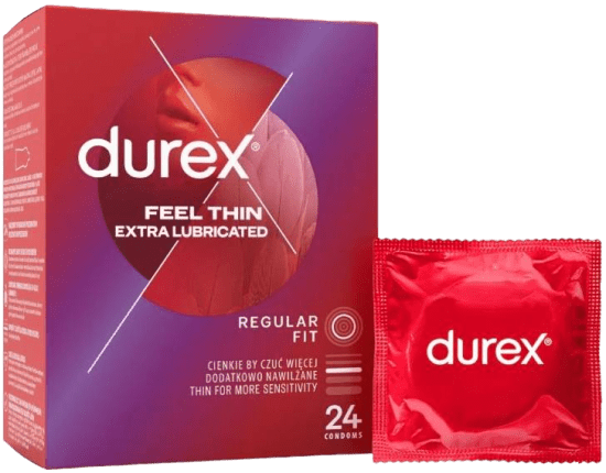 Durex Feel Thin Extra Lubricated – tenké kondomy (24ks)