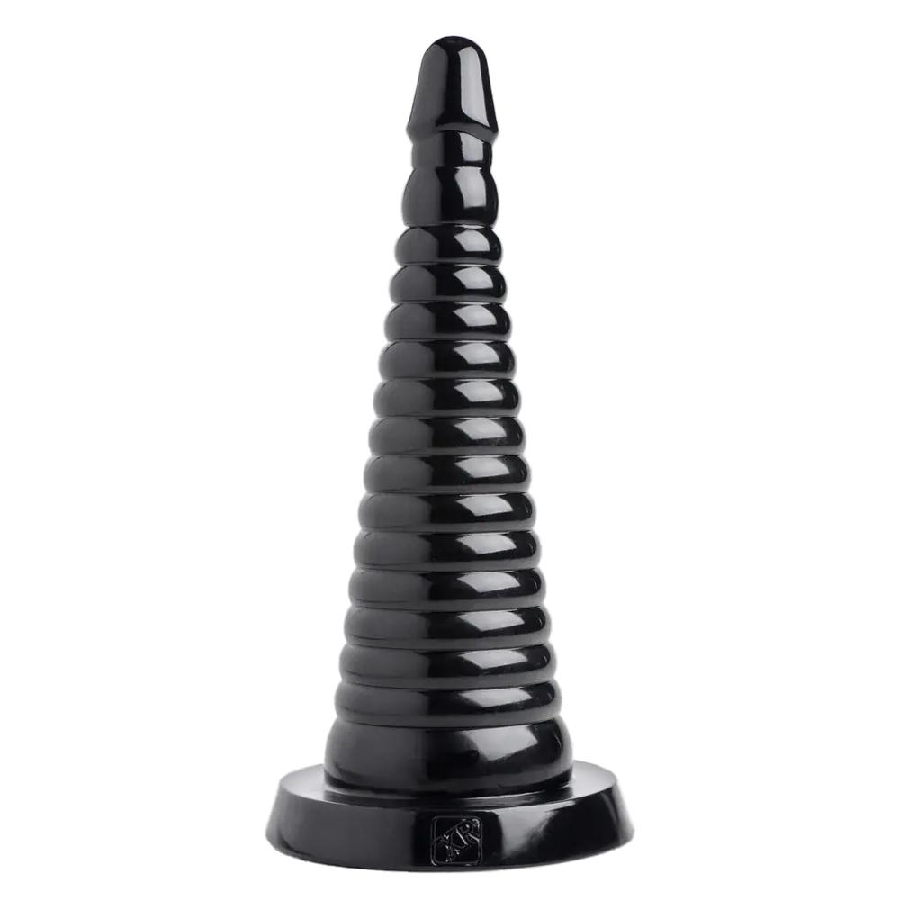 Giant Ribbed anální dildo - černé XR Brands